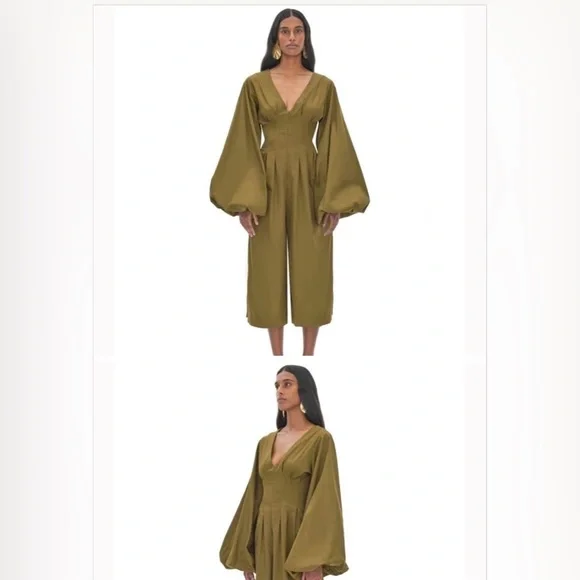 Andrea Iyamah Deep Olive Long Sleeve Jumpsuit - Picture 3 of 4